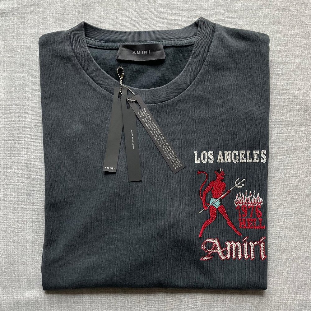 Amiri Men's  Relaxed Fit Cotton Gray T-shirt Size: 2XL